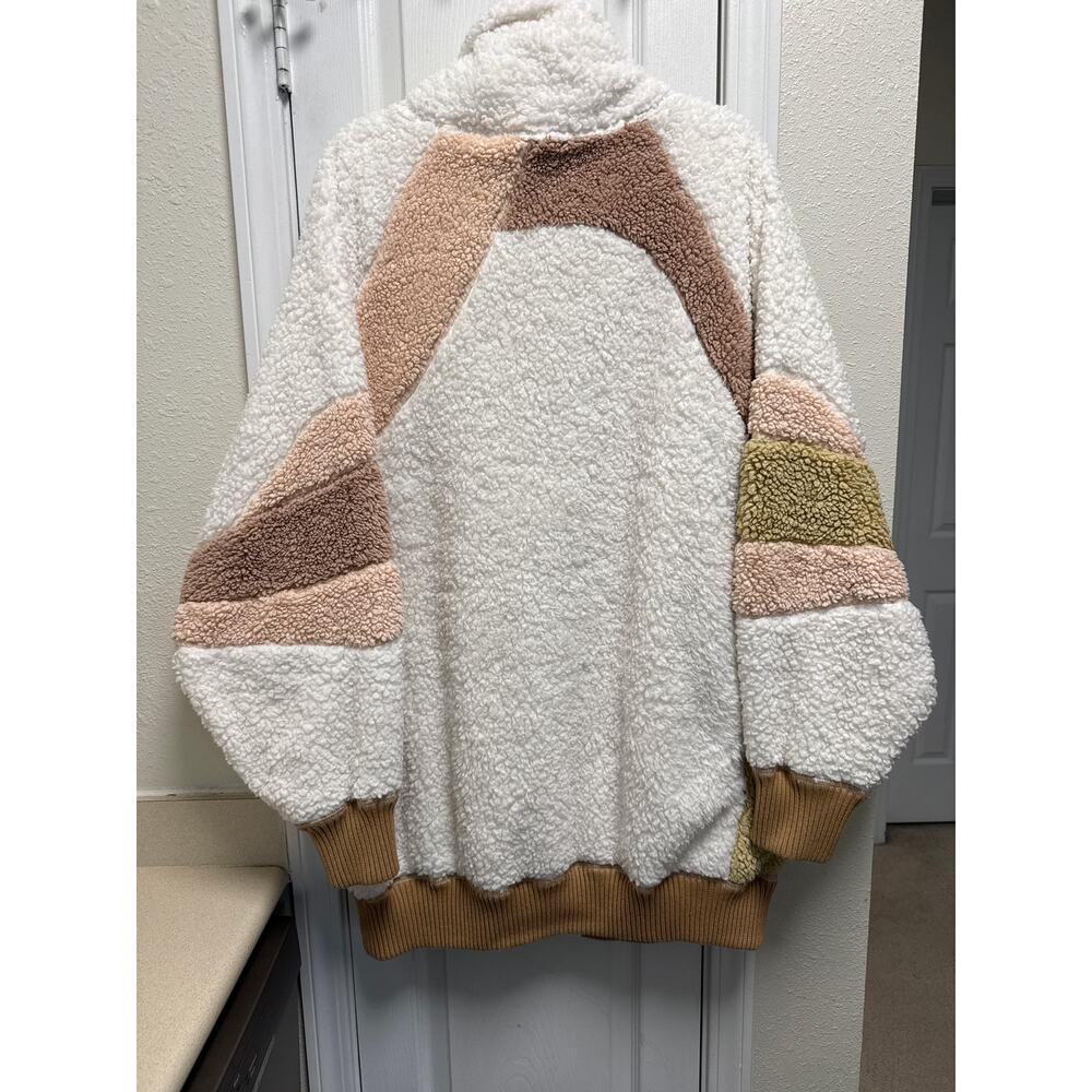 Free People Oversized Selma Cardi Color Block Sherpa Cardigan Bohemian Size XL - Picture 5 of 9